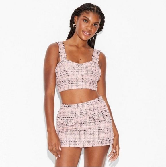 Women's Tweed Boucle Tiny Tank Top - Wild Fable Pink XXL - Picture 1 of 13